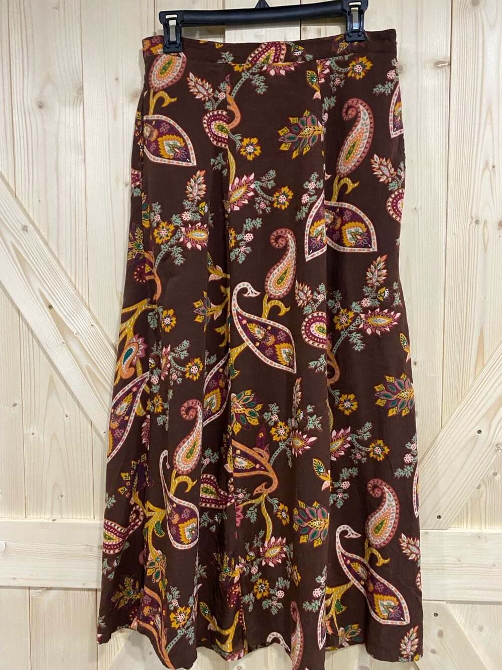 Diane Von Furstenberg Brown Paisley Print Elastic Waist Maxi Skirt